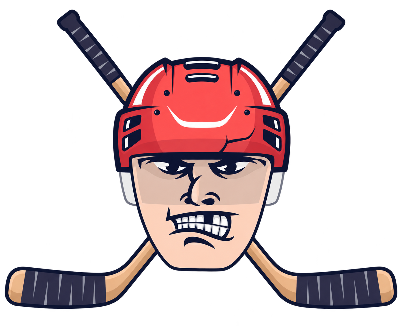 Hockey player emblem with crossed hockey sticks